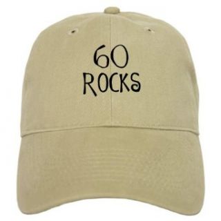 CafePress 60th birthday saying, 60 rocks Cap   Standard Khaki: Clothing