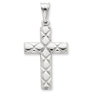 Sterling Silver Rhodium Plated Hollow Cross Pendant: Necklaces: Jewelry