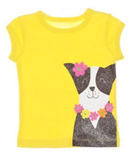 Carter's Girls Yellow Flower Puppy Glitter Graphi T shirt (18 months): Clothing