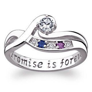 Sterling Silver Couple's Genuine Birthstone & Diamond Cubic Zirconia CZ Promise Ring Jewelry