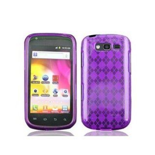 Samsung Galaxy S Blaze 4G (T Mobile)   Purple Argyle Design TPU Flexible Hard Shield Cover Case + Free Zombeez Key Tag: Cell Phones & Accessories