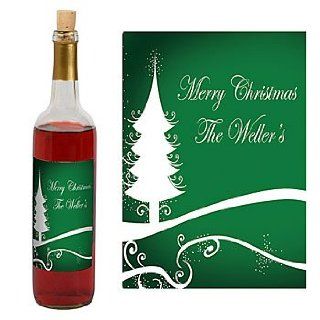 Trendy Christmas Tree Personalized Wine Bottle Labels   Qty 12: Health & Personal Care