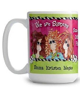 Personalized We Are Sisters Mug   15 oz   2 Sisters: Kitchen & Dining