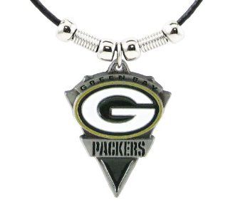 Green Bay Packers   NFL Leather Necklace Beads & Pewter Pendant   NFL Football Fan Shop Sports Team Merchandise : Packer Leather Cord Necklace : Sports & Outdoors