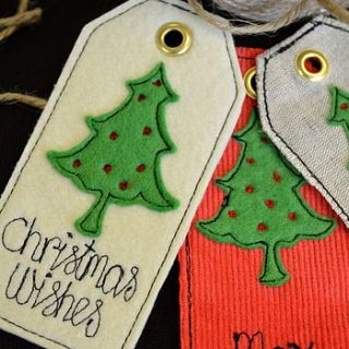 personalised christmas tree tags by sew very english