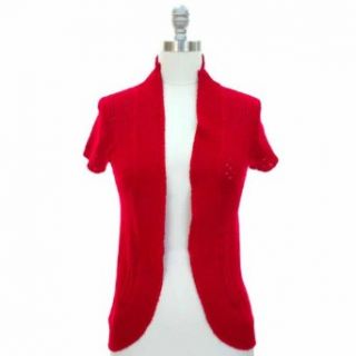 Luxury Divas Red Short Sleeve Knit Cardigan Shrug Sweater at  Womens Clothing store: