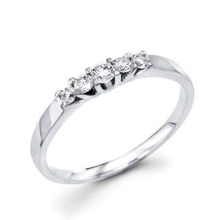 Women's Diamond Wedding Band 14k White Gold Anniversary Ring (1/5 CTW): Jewel Tie: Jewelry