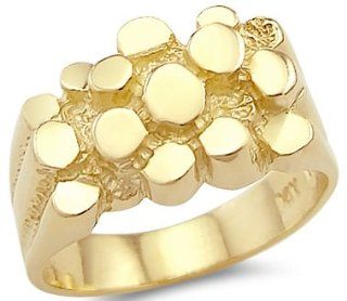New 14k Solid Yellow Gold Large Mens Ladies Nugget Ring Right Hand Rings Jewelry
