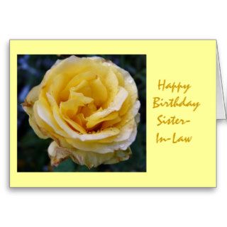 Happy Birthday Sister in law, yellow rose Greeting Cards