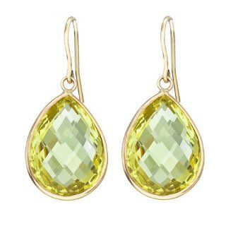 14k Yellow gold dangling drop earrings with Lemon Topaz: Jewelry