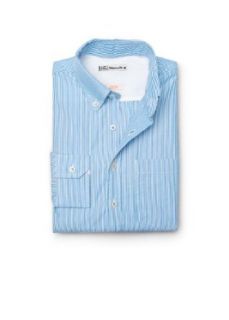 H.E. By Mango Men's Slim Fit Striped Cotton Shirt, Blue, S at  Mens Clothing store: Button Down Shirts