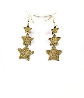 Gorgeous Wooden Star Design Earrings, w/ Fish Hook Wire, Summer, Fun, Fashion (GOLD) Dangle Earrings Jewelry