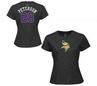 NFL Vikings Womens Adrian Peterson Name & Number T Shirt —