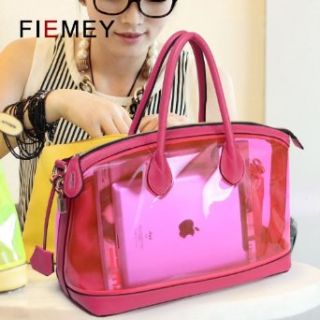 Female Color Block Sugar Jelly Transparent Bag Neon Women's Cross body Handbag 160 [small neon yellow]: Shoulder Handbags: Clothing