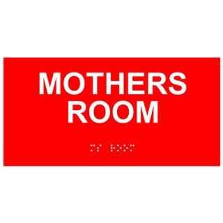 ADA Mothers Room Braille Sign RSME 431 WHTonRed Wayfinding : Business And Store Signs : Office Products