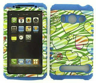 3 IN 1 HYBRID SILICONE COVER FOR HTC EVO 4G HARD CASE SOFT LIGHT BLUE RUBBER SKIN ZEBRA PEACE LB TE427 A9292 KOOL KASE ROCKER CELL PHONE ACCESSORY EXCLUSIVE BY MANDMWIRELESS Cell Phones & Accessories