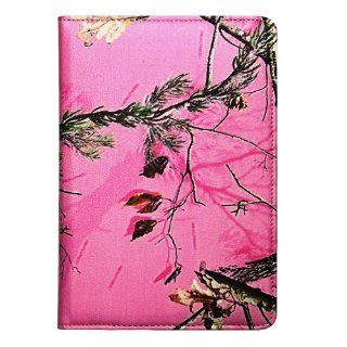 Apple iPad Mini Pink Real Camo Camouflage Mossy Tree PU Leather 360 rotating Smart Case Cover with Closing band: Computers & Accessories