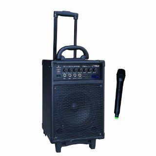 PYLE PRO PWMA430U 300 Watt Wireless Rechargeable Portable PA System With FM/USB/SD with Handheld Microphone: Musical Instruments