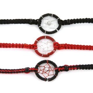 Dream Catcher Hand Woven Bracelets   Black, Green, and Rasta Colors   Ideal Friendship Bracelets   Sold in a set of 3 Jewelry