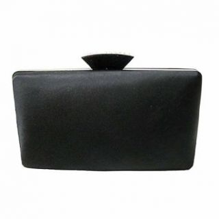 Luxury Divas Black Designer Inspired Sleek Satin Hard Shell Clutch Evening Bag: Clutch Handbags: Shoes