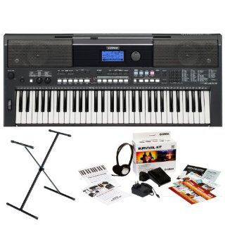 Yamaha PSR E433 61 Key Portable Keyboard Bundle with Yamaha X Style Stand, Power Adapter and Studio Headphones (Includes 2 Year Extended Warranty): Musical Instruments