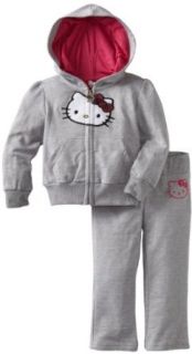 Hello Kitty Baby girls Infant Different Colored Hood Sweatsuit Set, Heather Grey, 12 Months Clothing