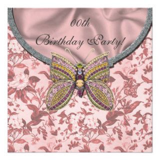 Jeweled Butterfly Birthday Party Invitations