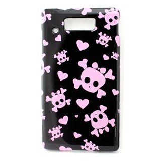 Motorola TRIUMPH WX435 Protector Case Phone Cover   Pink/Black Skull: Cell Phones & Accessories
