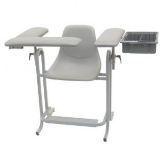TK Manufacturing Blood Drawing (Phlebotomy) Chair, 24" Contoured Seat Height, Side Storage Tray, Upholstered Flip Up Arms Dove Grey: Industrial & Scientific