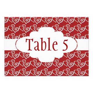 Entwined Hearts Customized Table Number Card
