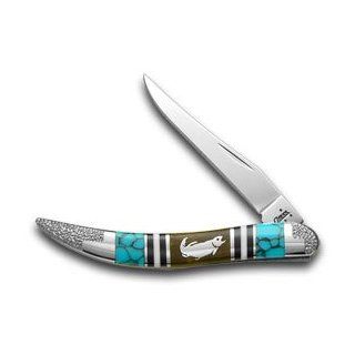 CASE XX YELLOWHORSE Trout Fish Hard Wood Turquoise 1/1 Toothpick Pocket Knife Knives : Folding Camping Knives : Sports & Outdoors
