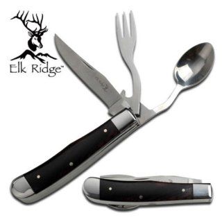 Er 439w Elk Ridge 3 Bladed Hobo Knife, Spoon & Fork with Bottle Opener 4" Folding Pocket Knife Blade Dagger Steel Camping Camp Sharp Edge Turk : Sports & Outdoors