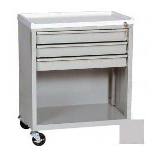 Harloff Treatment Cart With Three Drawers Lower Open Storage, Light Gray : Utility Carts : Office Products