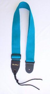 Guitar Strap Turquoise Nylon With Solid Leather Ends & Heavy Duty Tie LaceFor Acoustic Electric Or Bass High Quality Made in U.S.A. Fast Handling & Shipping: Musical Instruments