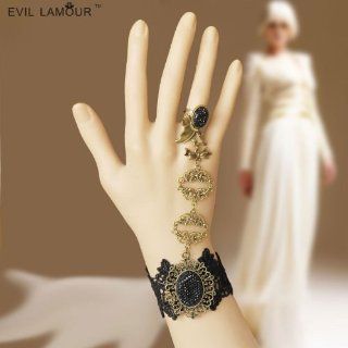 Vintage Black Lace Charm Bracelet Slave Bracelet Handflower Bracelet: Jewelry