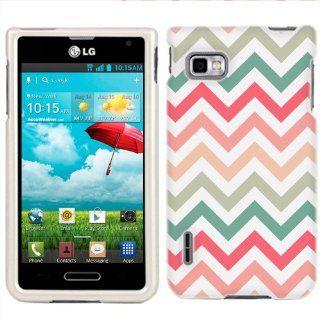 T Mobile LG Optimus F3 Chevron Peach Pink Green Red Pattern Phone Case Cover: Cell Phones & Accessories