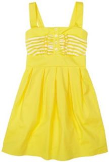 Ruby Rox Girls 7 16 Mixed Soild And Strip Sundress,Yellow/White,7 Clothing