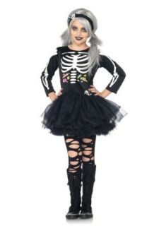 2 PC. Girls' Scary Skeleton Dress   7 10   Black/White: Clothing