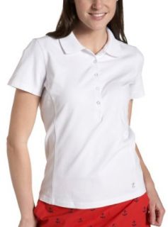IZOD Golf Women's Short Sleeve Solid Polo, White, Medium at  Womens Clothing store