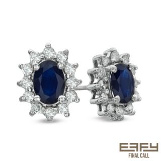 EFFY™ Final Call Oval Blue Sapphire and 1/2 CT. T.W. Diamond Fashion