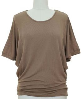 Jersey Knit Smooth Draped Top with Dolman Sleeves Regular & Plus Size