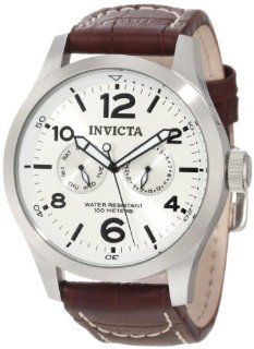 Invicta Men's 0765 II Collection Silver Dial Brown Leather Watch: Invicta: Watches