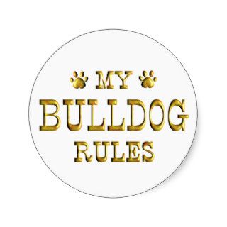 Bulldog Rules Gold Stickers