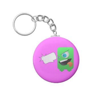 Big Eye Green Slime Monster   Blank Template Keychain