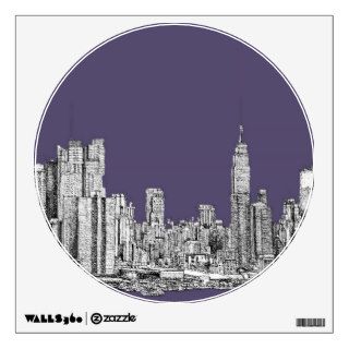 NYC drawing in lilac purple Room Decals