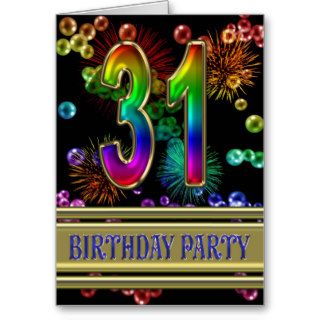 31st Birthday party Invitation Greeting Cards
