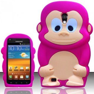 Pink Monkey Silicone Case Cover for Samsung Galaxy S2 Epic Touch D710 + Pen Stylus: Cell Phones & Accessories