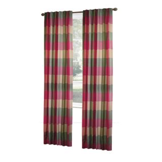 allen + roth Emilia 84 in L Checked Raspberry Rod Pocket Curtain Panel