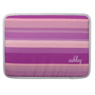 Pink and Magenta Stripe Pattern Custom Name MacBook Pro Sleeve