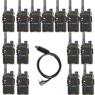15 Pack BaoFeng UV 5R 136 174/400 480mHz Dual Band DTMF CTCSS DCS FM Walkie Talkie(Black) with 1 Programming Cable : Frs Two Way Radios : Car Electronics
